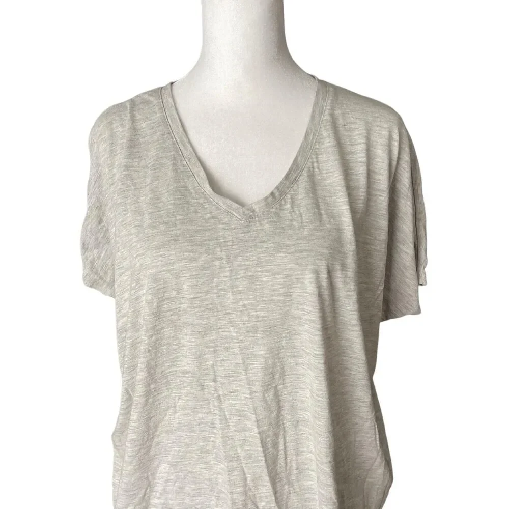 BP Small Blouse Light Heathered Gray Vneck Short Sleeve Dolman Boxy Top